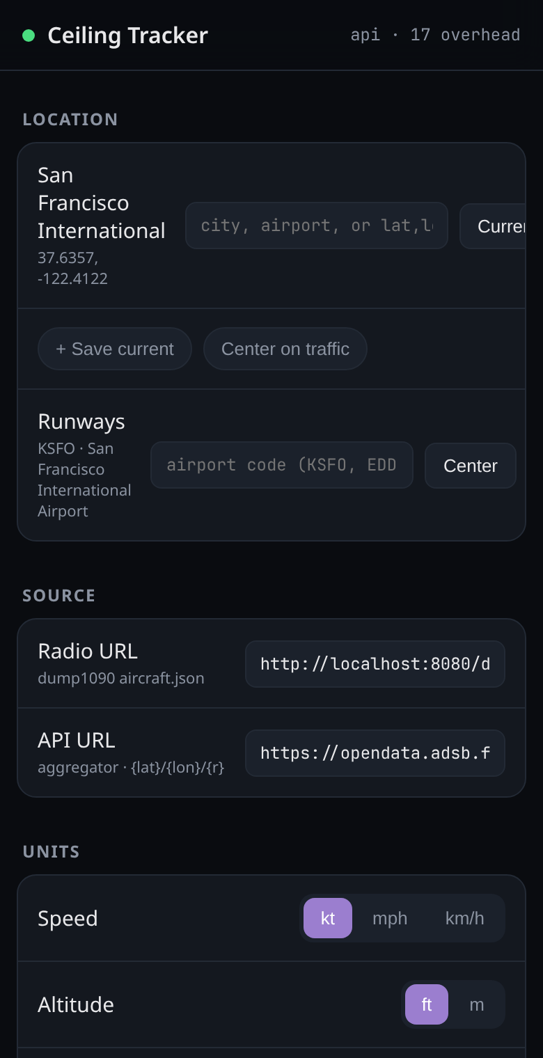 The Skylight control page on a phone
